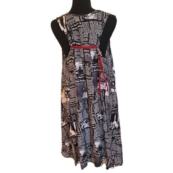 Moonlight Y & S Fashion Design Newsprint Flowing Midi Dress - Picture 2 of 10